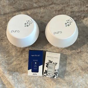 2 PURA DIFFUSERS - two with two refill scents